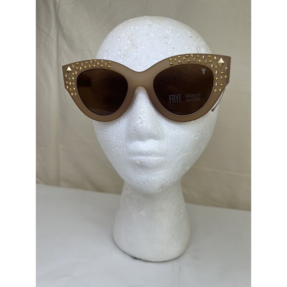 Frye & Co. 1021 GOLD  Square Cat Eye Studded Bulky Sunglasses NWT MSRP $149 - Picture 2 of 9